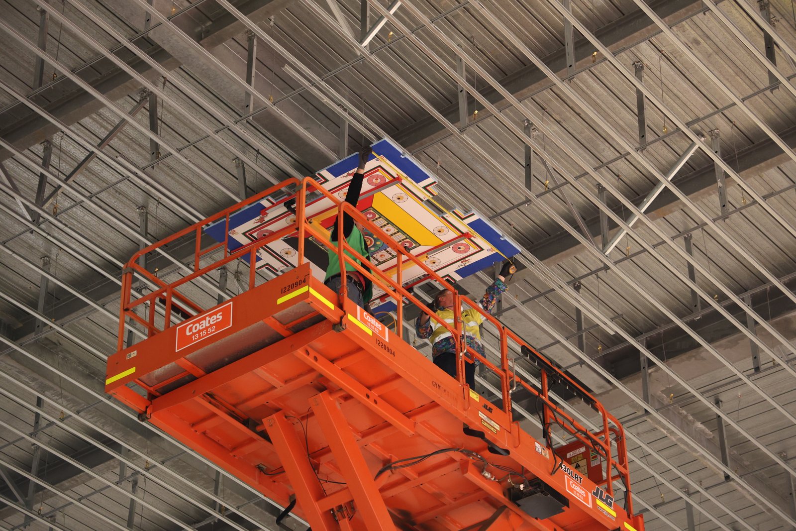 Kalachakra Ceiling Project painted panels and installation